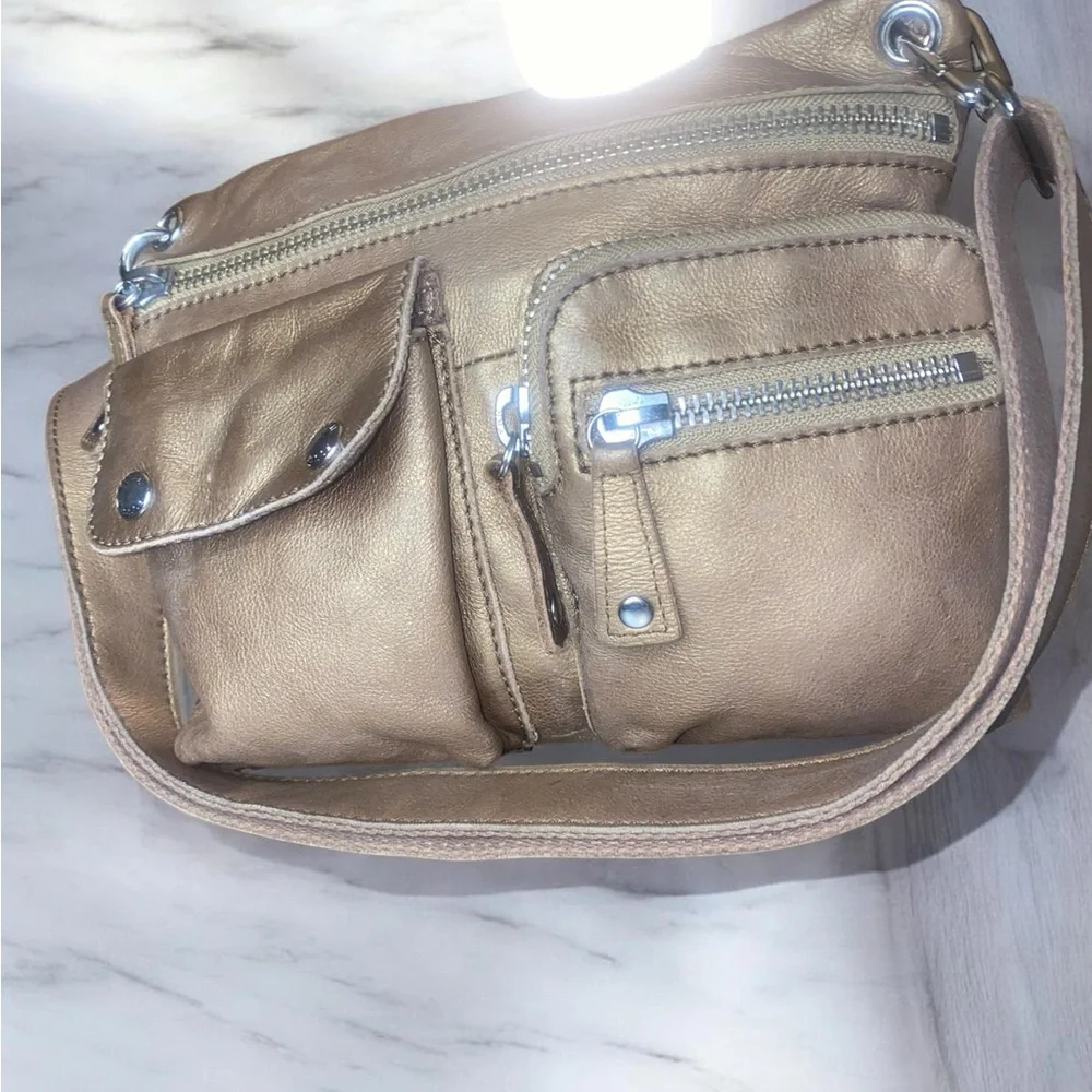 Vintage Fossil Sutter metallic bronze leather crossbody Y2k - Picture 6 of 15